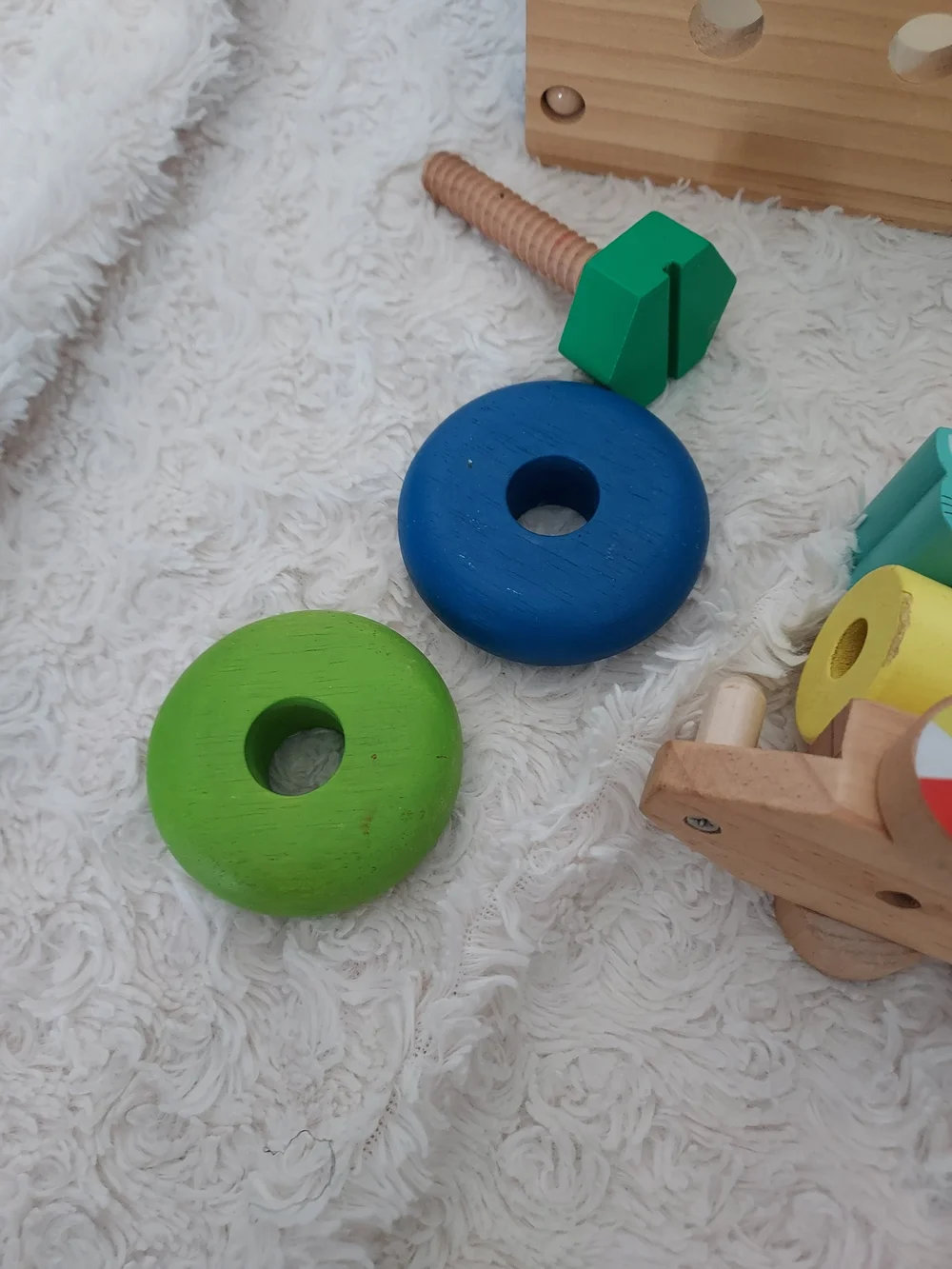 Wooden Learning Set Pull Toys Blocks  Bright Colors Interactive Durable Classic